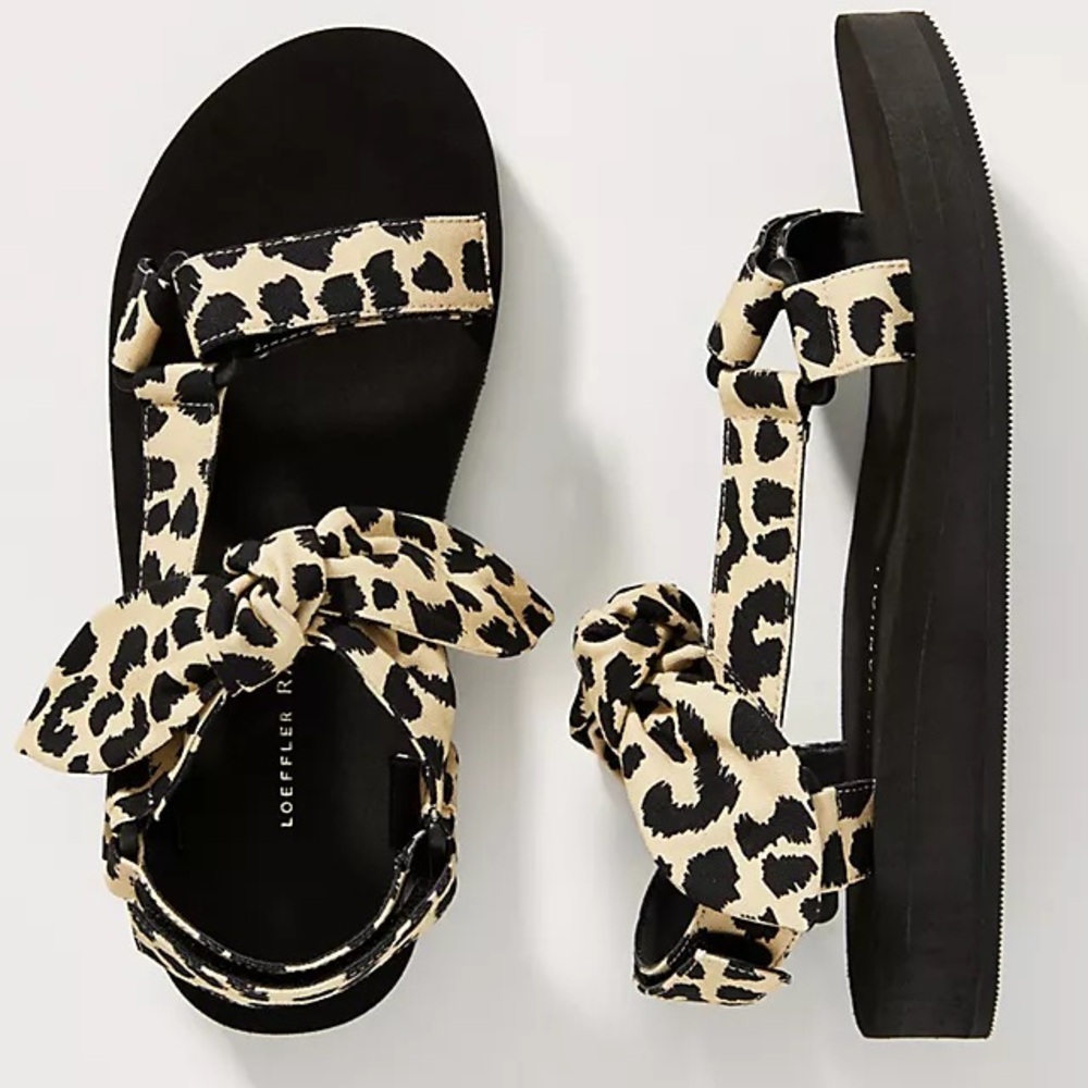 Loeffler Randall Maisie Leopard Knot Strap Sandals sz 7